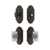 Arc Short Plate Entry Set with Carre Crystal Knob in Timeless Bronze