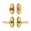 Arc Short Plate Entry Set with Carre Lever in Lifetime Brass