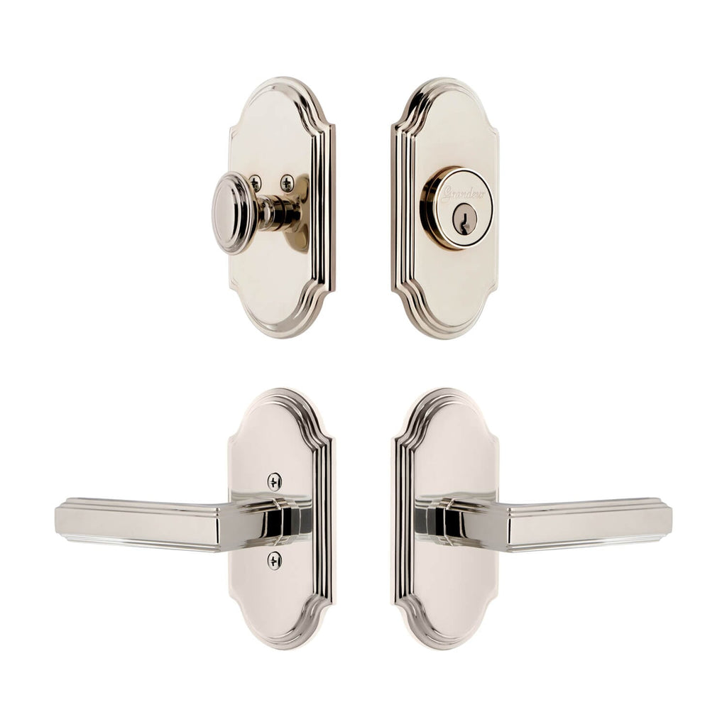 Arc Short Plate Entry Set with Carre Lever in Polished Nickel