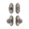 Arc Short Plate Entry Set with Fifth Avenue Knob in Antique Pewter