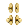 Arc Short Plate Entry Set with Fifth Avenue Knob in Lifetime Brass