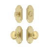 Arc Short Plate Entry Set with Fifth Avenue Knob in Satin Brass