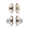 Arc Short Plate Entry Set with Fontainebleau Crystal Knob in Polished Nickel