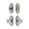 Arc Short Plate Entry Set with Fontainebleau Crystal Knob in Satin Nickel