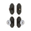 Arc Short Plate Entry Set with Fontainebleau Crystal Knob in Timeless Bronze