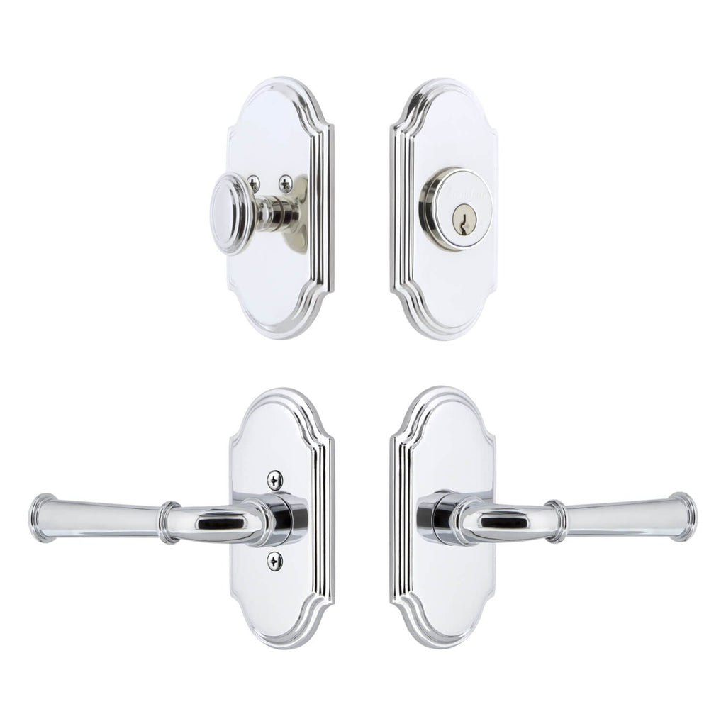 Arc Short Plate Entry Set with Georgetown Lever in Bright Chrome