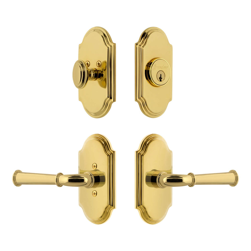 Arc Short Plate Entry Set with Georgetown Lever in Lifetime Brass