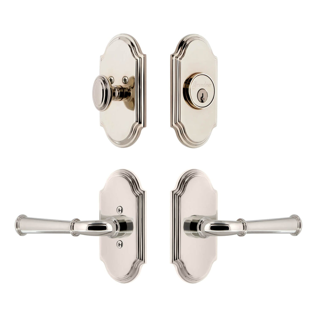 Arc Short Plate Entry Set with Georgetown Lever in Polished Nickel