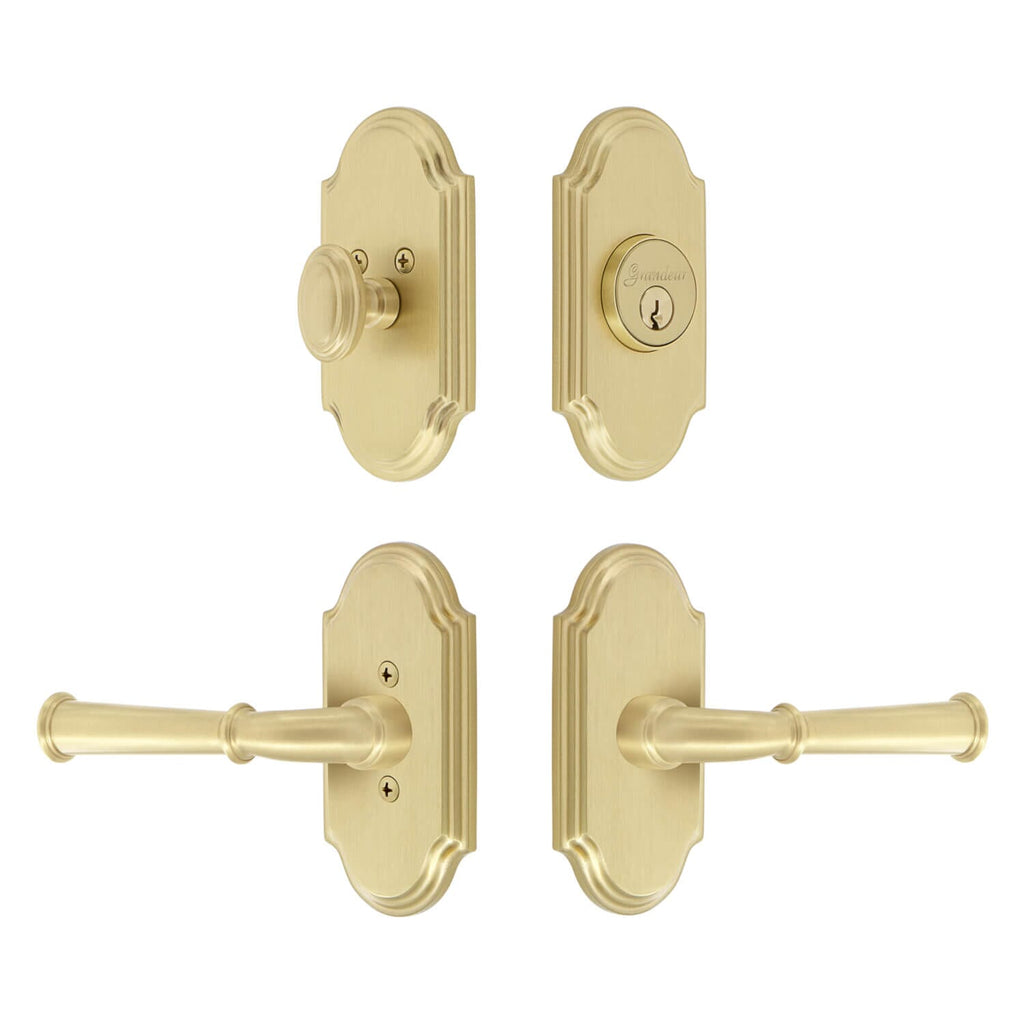 Arc Short Plate Entry Set with Georgetown Lever in Satin Brass