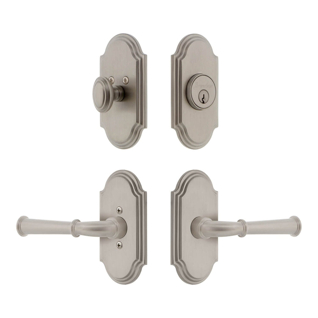 Arc Short Plate Entry Set with Georgetown Lever in Satin Nickel