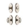 Arc Short Plate Entry Set with Grande Victorian Knob in Polished Nickel