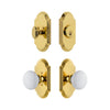 Arc Short Plate Entry Set with Hyde Park Knob in Lifetime Brass