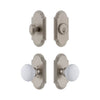 Arc Short Plate Entry Set with Hyde Park Knob in Satin Nickel