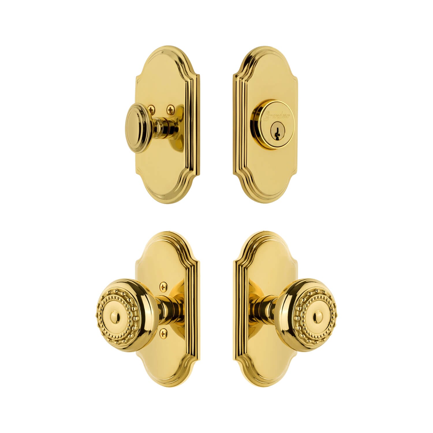 Small Brass Door Knob - Antique Gold - Round