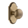 Arc Short Plate with Fifth Avenue Knob in Vintage Brass