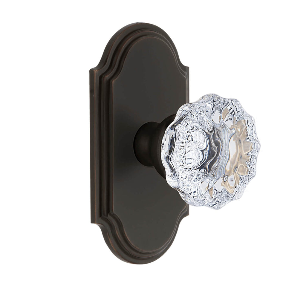 Arc Short Plate with Fontainebleau Crystal Knob in Timeless Bronze