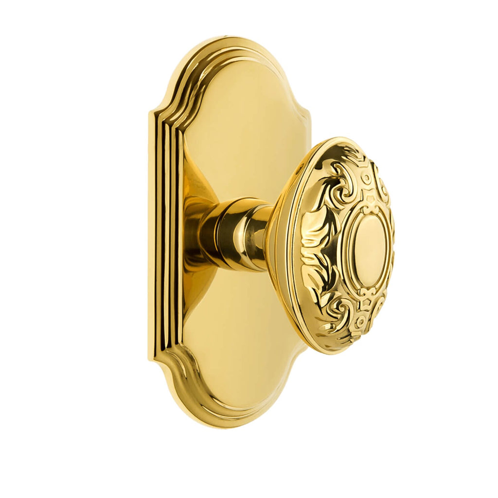 Arc Short Plate with Grande Victorian Knob in Polished Brass