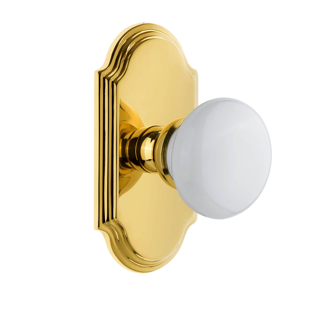 Arc Short Plate with Hyde Park Knob in Polished Brass