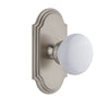 Arc Short Plate with Hyde Park Knob in Satin Nickel