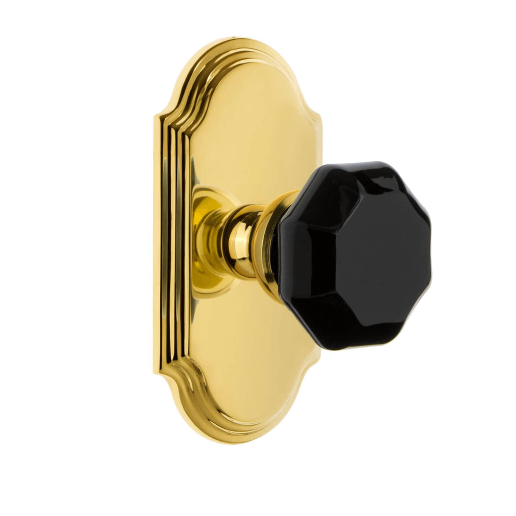 Arc Short Plate with Lyon Knob in Polished Brass