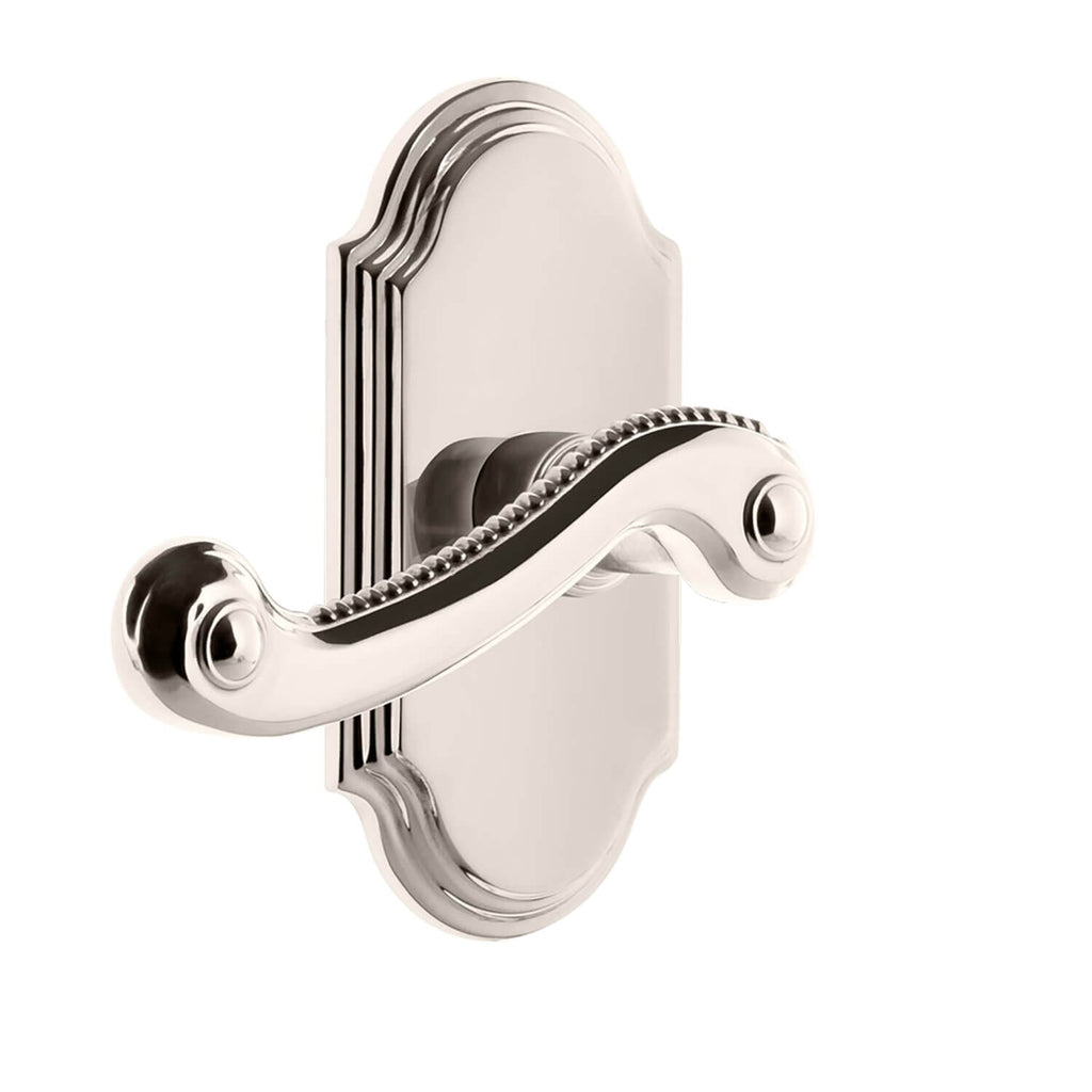 Arc Short Plate with Newport Lever in Polished Nickel