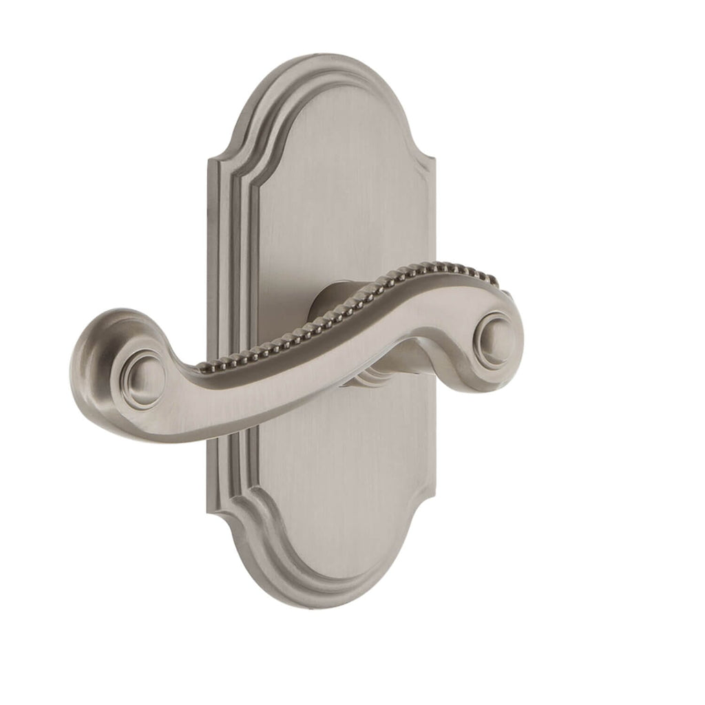 Arc Short Plate with Newport Lever in Satin Nickel