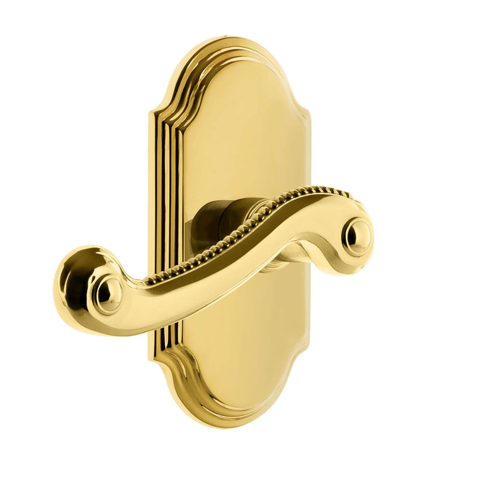 Arc Short Plate with Newport Lever in Lifetime Brass