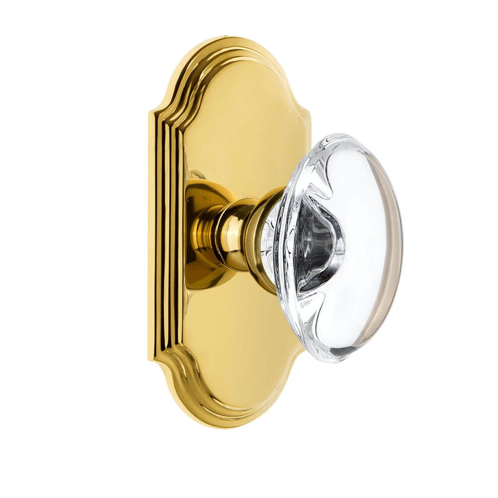 Arc Short Plate with Provence Crystal Knob in Polished Brass