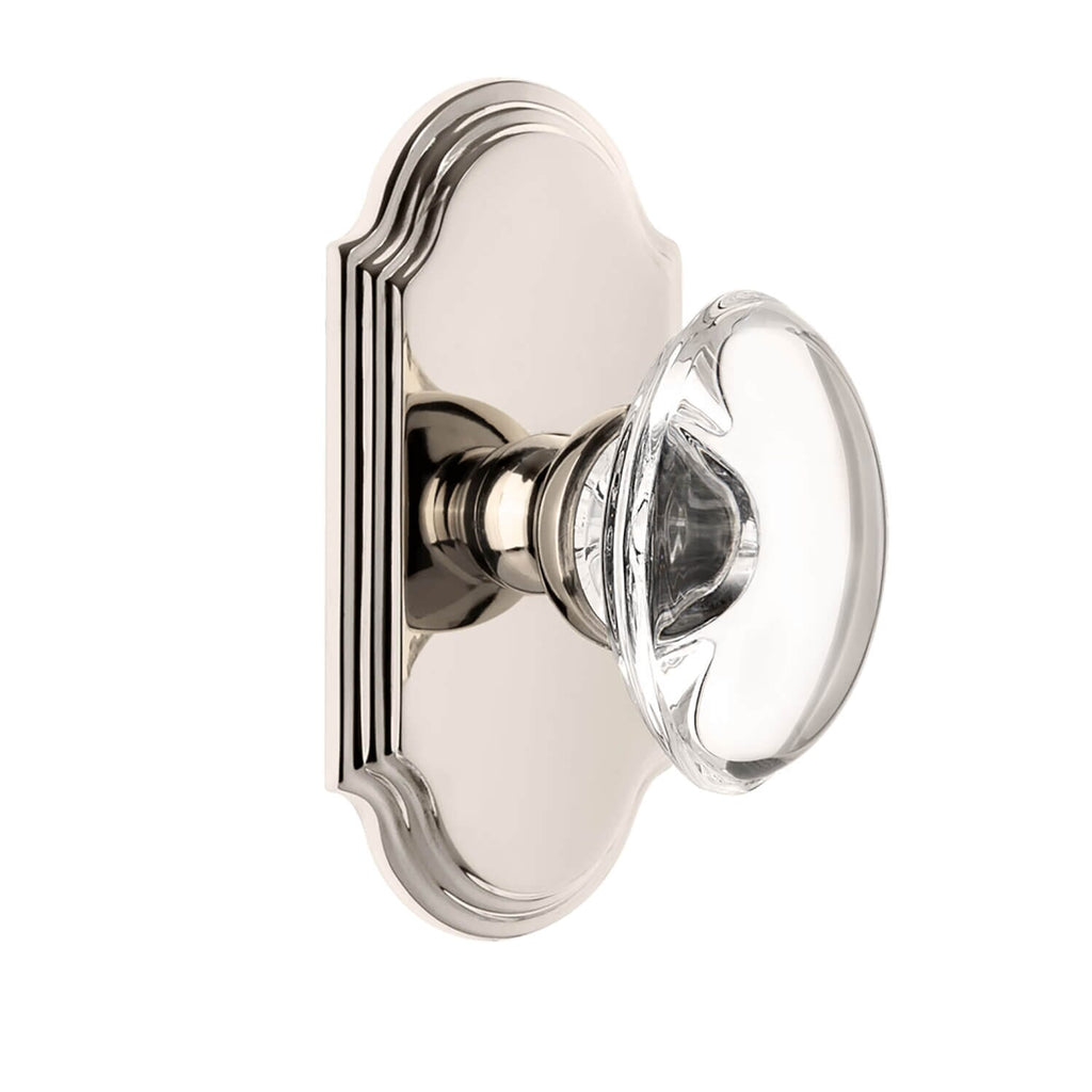 Arc Short Plate with Provence Crystal Knob in Polished Nickel