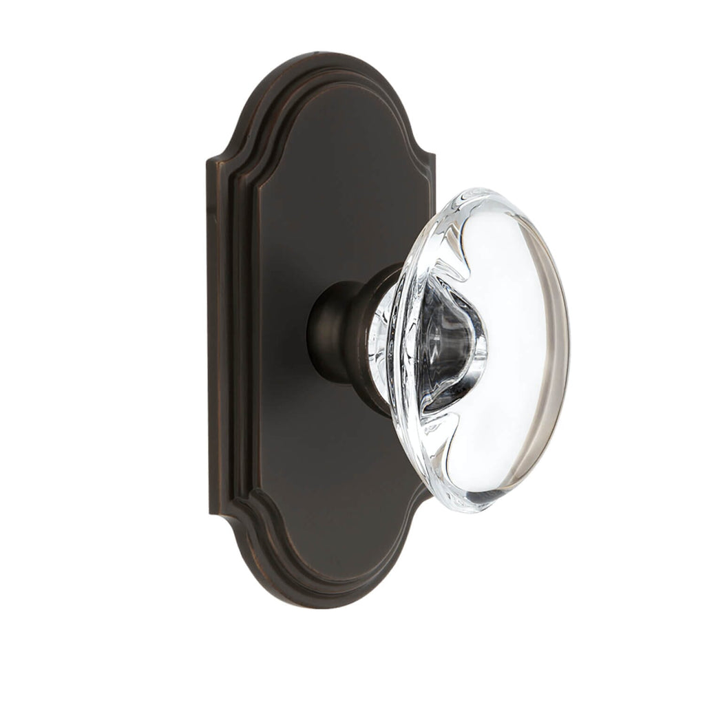 Arc Short Plate with Provence Crystal Knob in Timeless Bronze