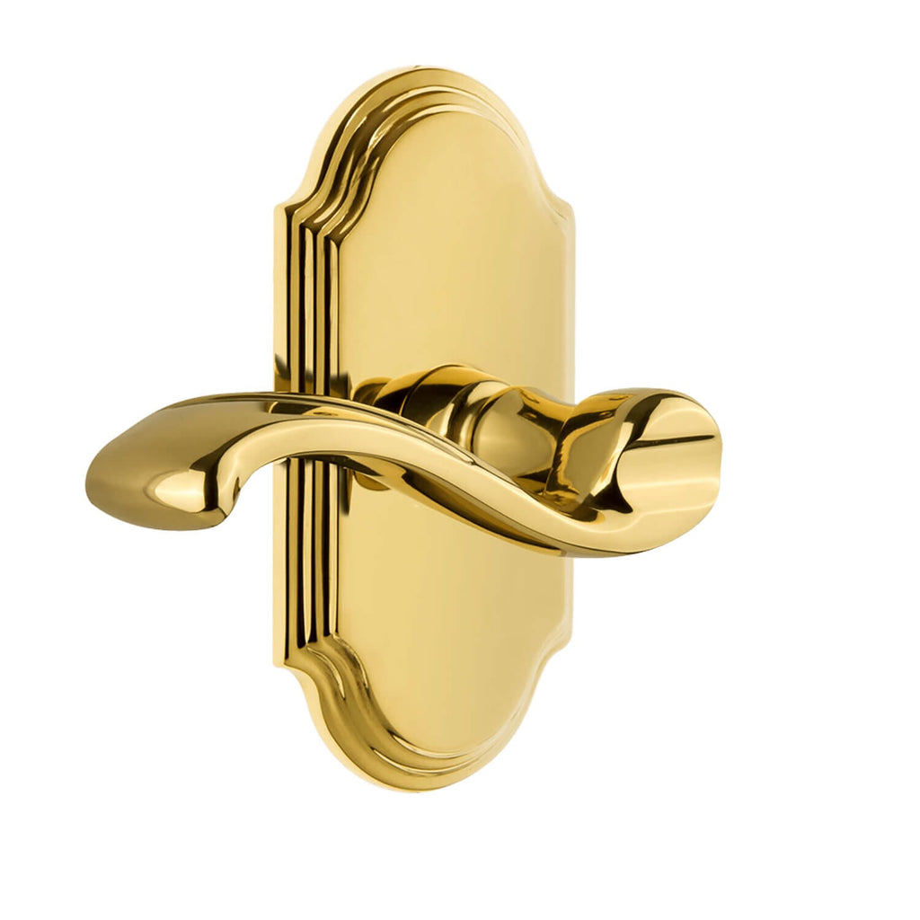 Arc Short Plate with Portofino Lever in Polished Brass
