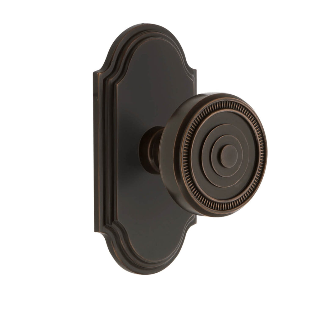 Arc Short Plate with Soleil Knob in Timeless Bronze