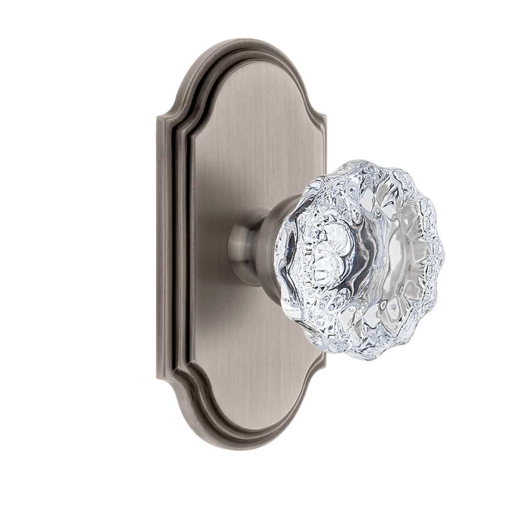 Arc Short Plate with Versailles Crystal Knob in Antique Pewter