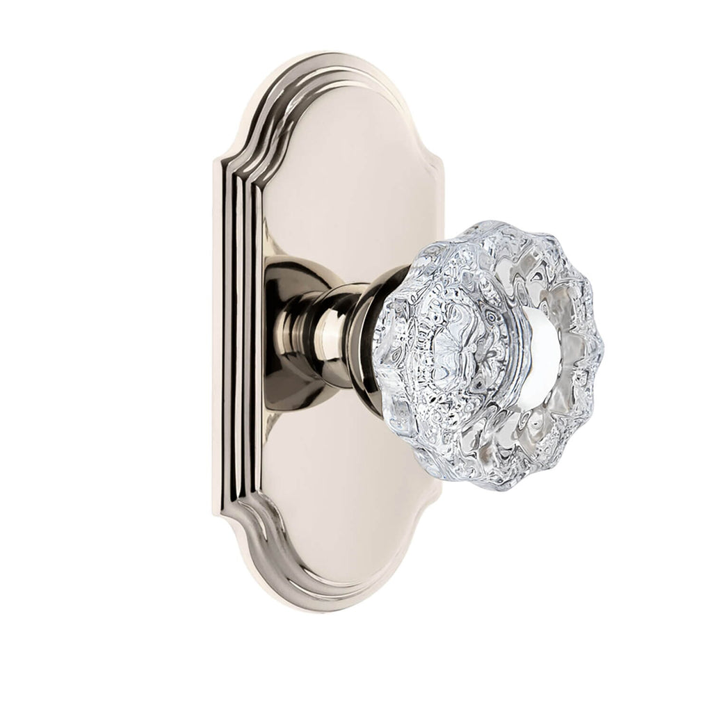 Arc Short Plate with Versailles Crystal Knob in Polished Nickel