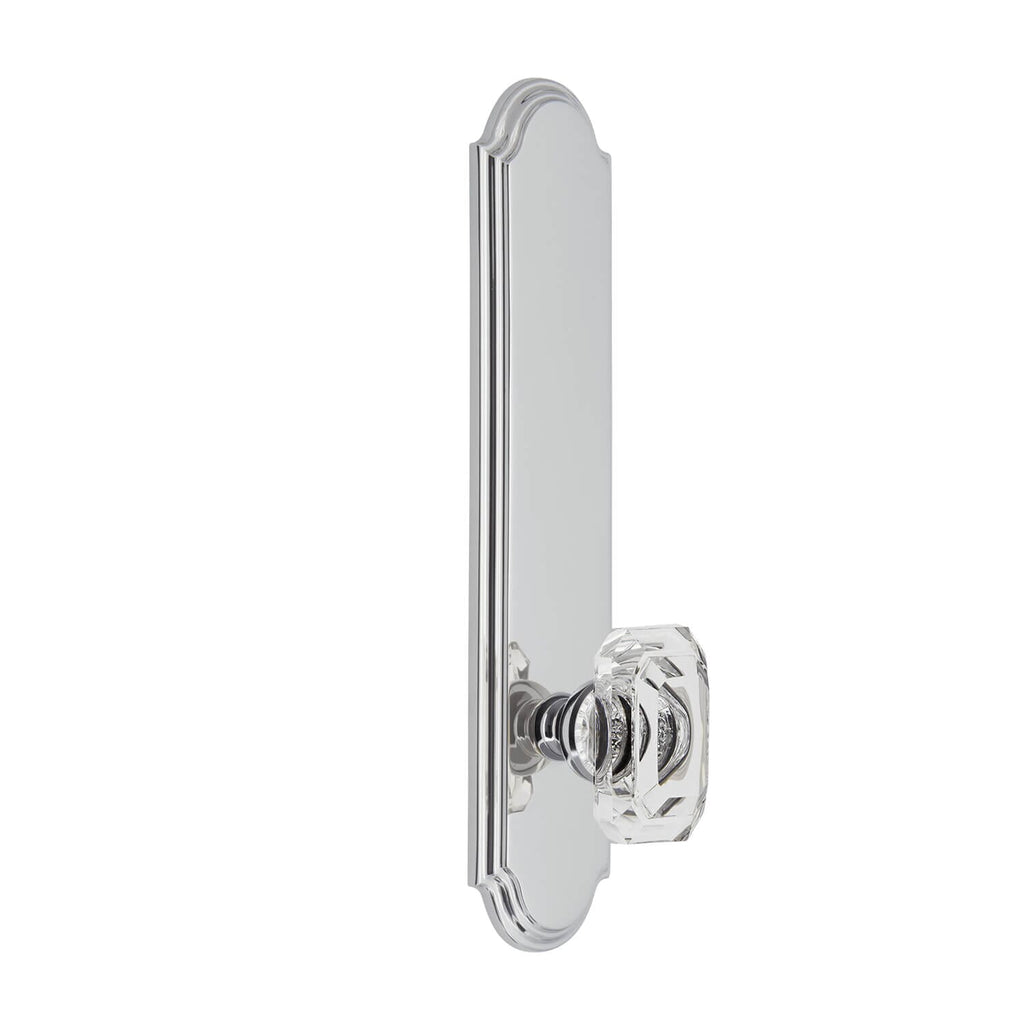 Arc Tall Plate with Baguette Clear Crystal Knob in Bright Chrome