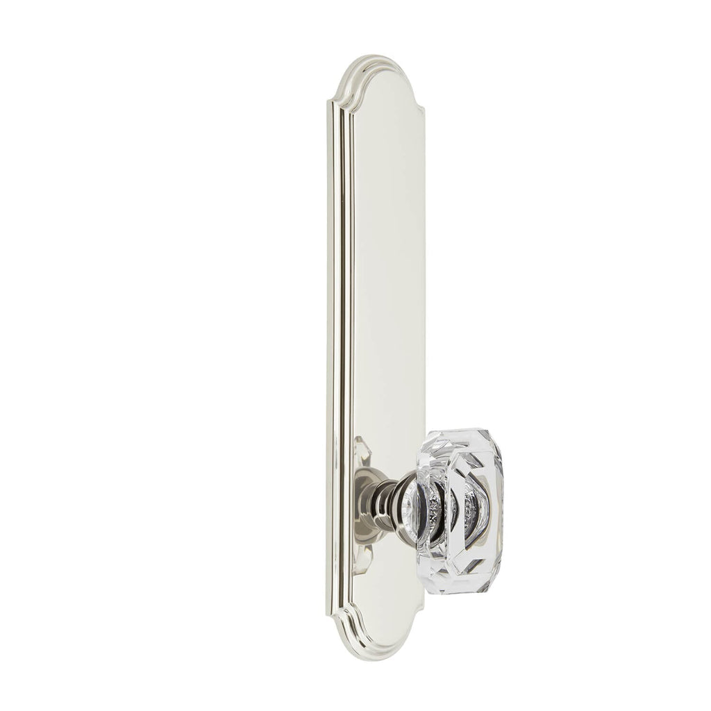 Arc Tall Plate with Baguette Clear Crystal Knob in Polished Nickel