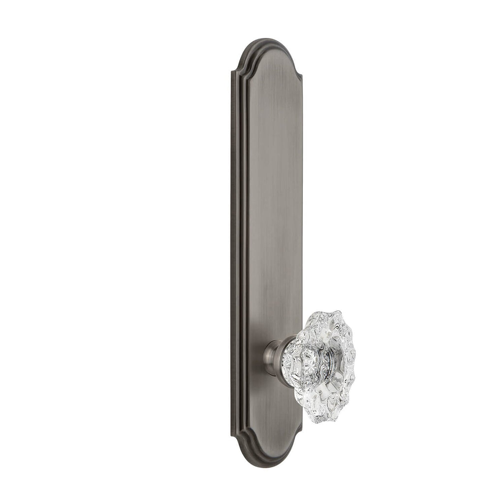 Arc Tall Plate with Biarritz Crystal Knob in Antique Pewter