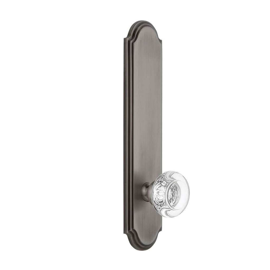 Arc Tall Plate with Bordeaux Crystal Knob in Antique Pewter