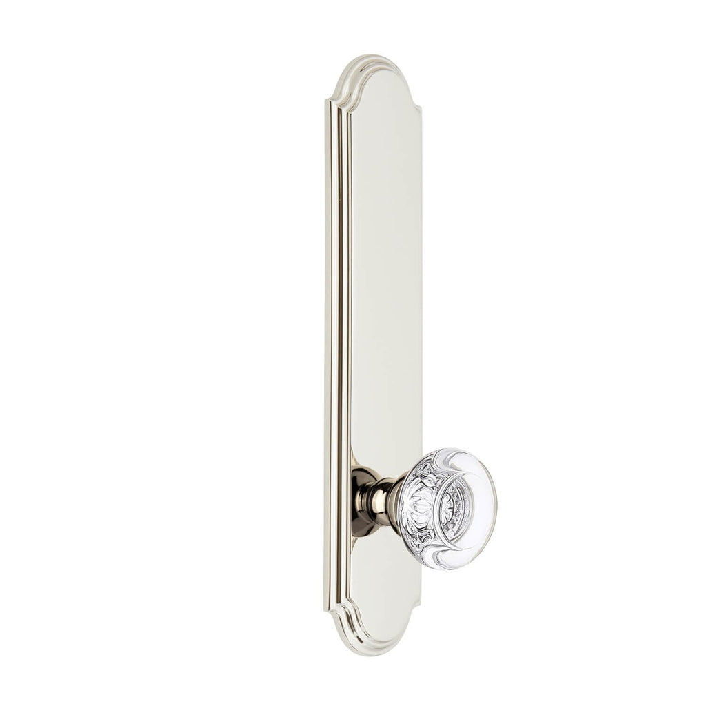 Arc Tall Plate with Bordeaux Crystal Knob in Polished Nickel