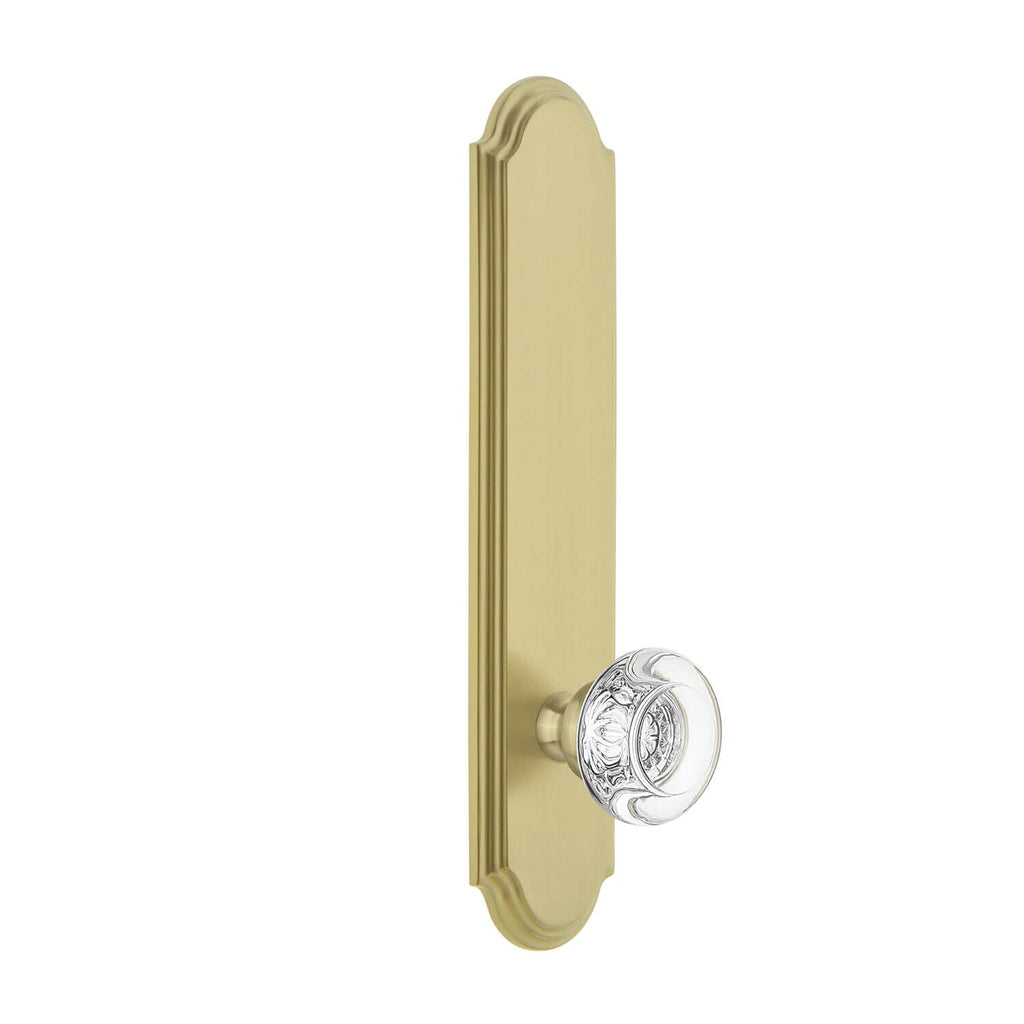 Arc Tall Plate with Bordeaux Knob in Satin Brass