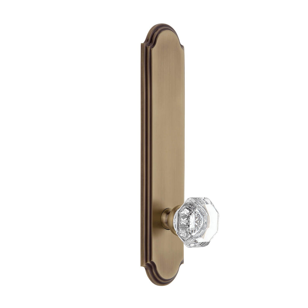 Arc Tall Plate with Chambord Crystal Knob in Vintage Brass