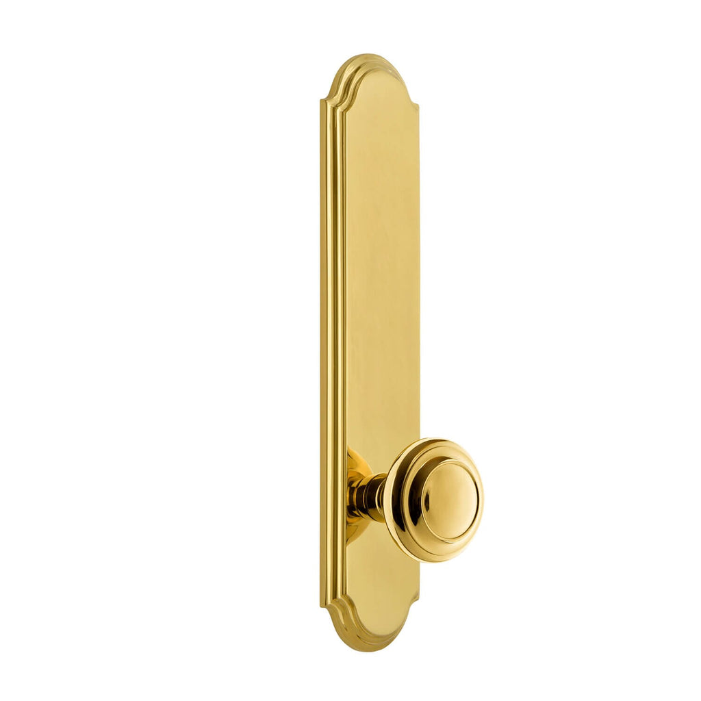 Arc Tall Plate with Circulaire Knob in Lifetime Brass