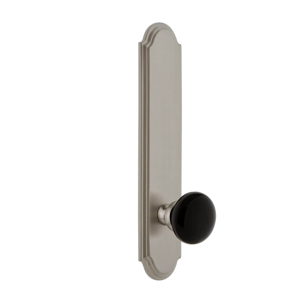 Arc Tall Plate with Coventry Knob in Satin Nickel