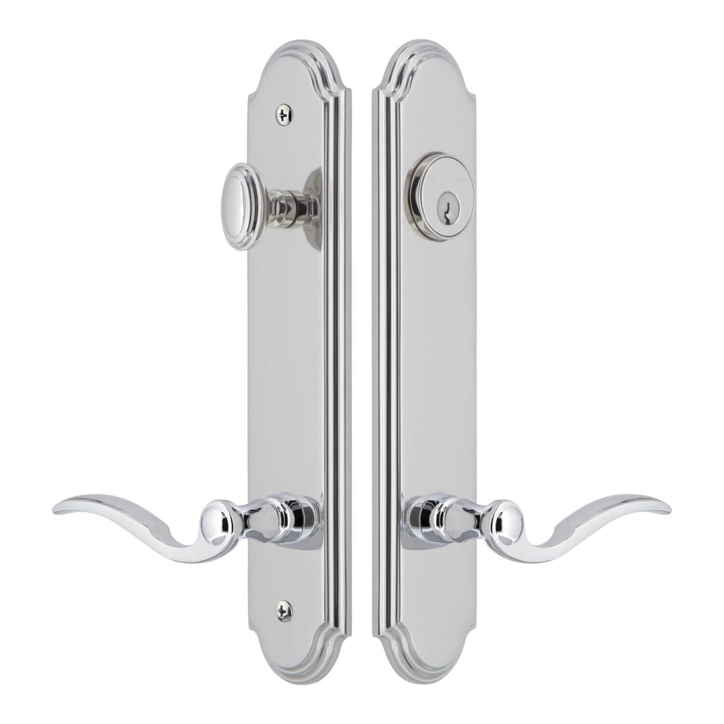 Arc Tall Plate Complete Entry Set with Bellagio Lever in Bright Chrome