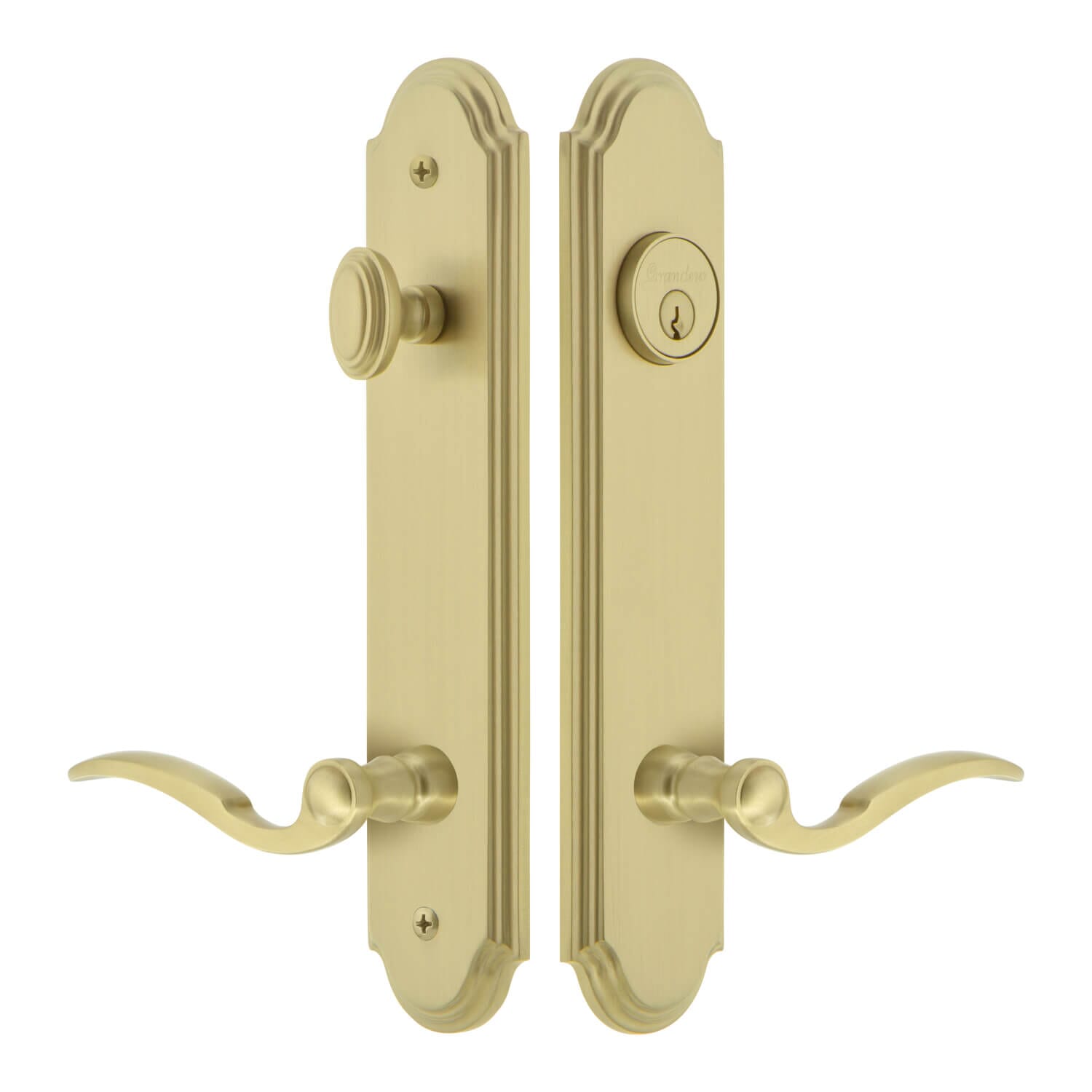Arc Tall Plate Complete Entry Set with Bellagio Lever in Satin