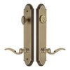 Arc Tall Plate Entry Set with Bellagio Lever in Vintage Brass