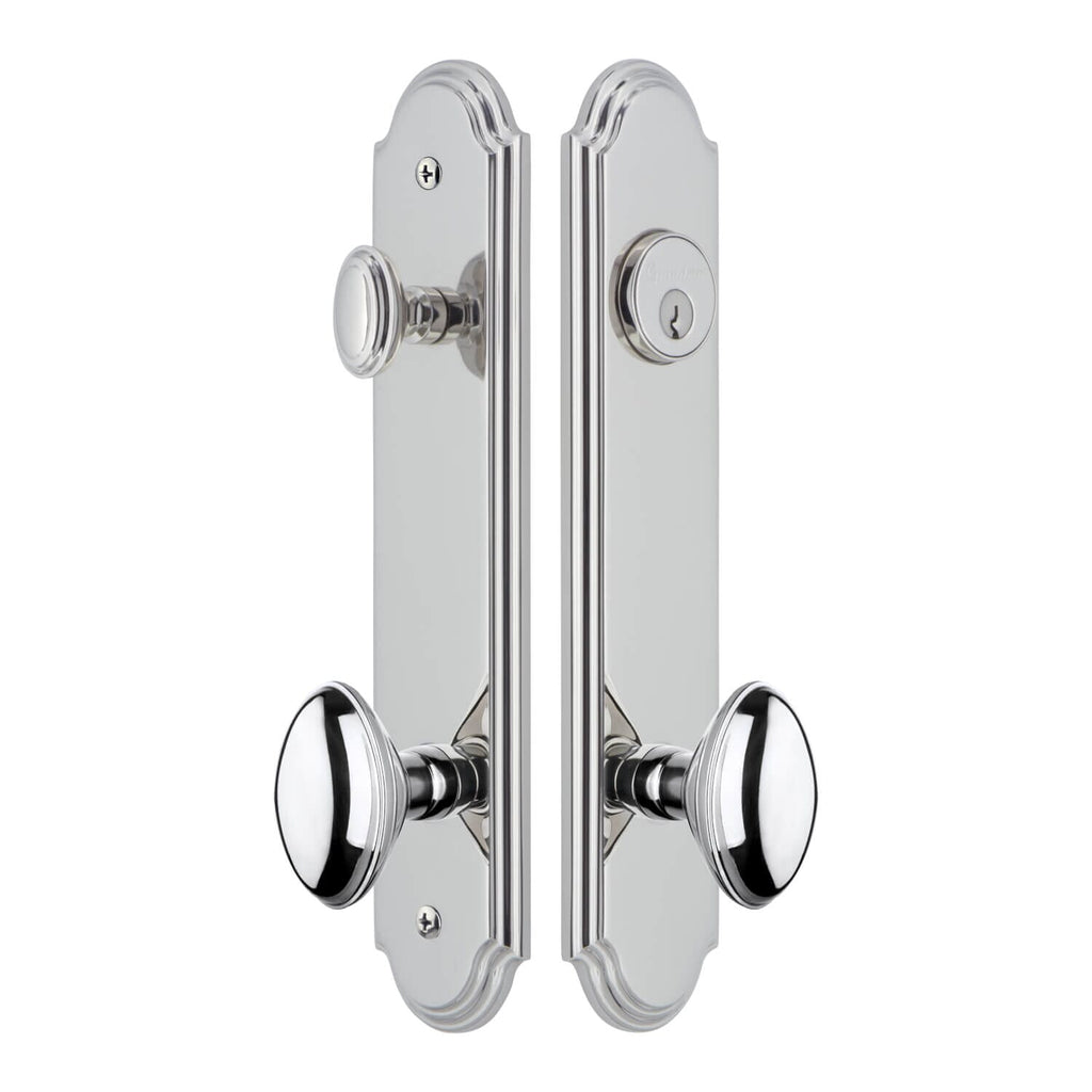 Arc Tall Plate Complete Entry Set with Eden Prairie Knob in Bright Chrome