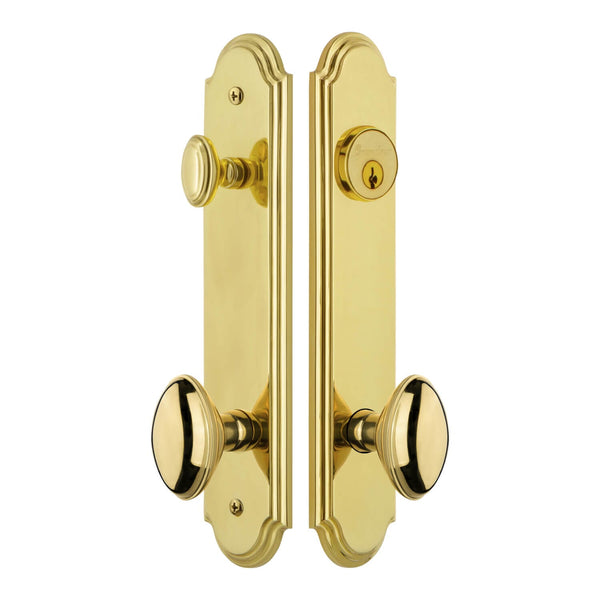 Arc Tall Plate Entry Set with Eden Prairie Knob in Lifetime Brass