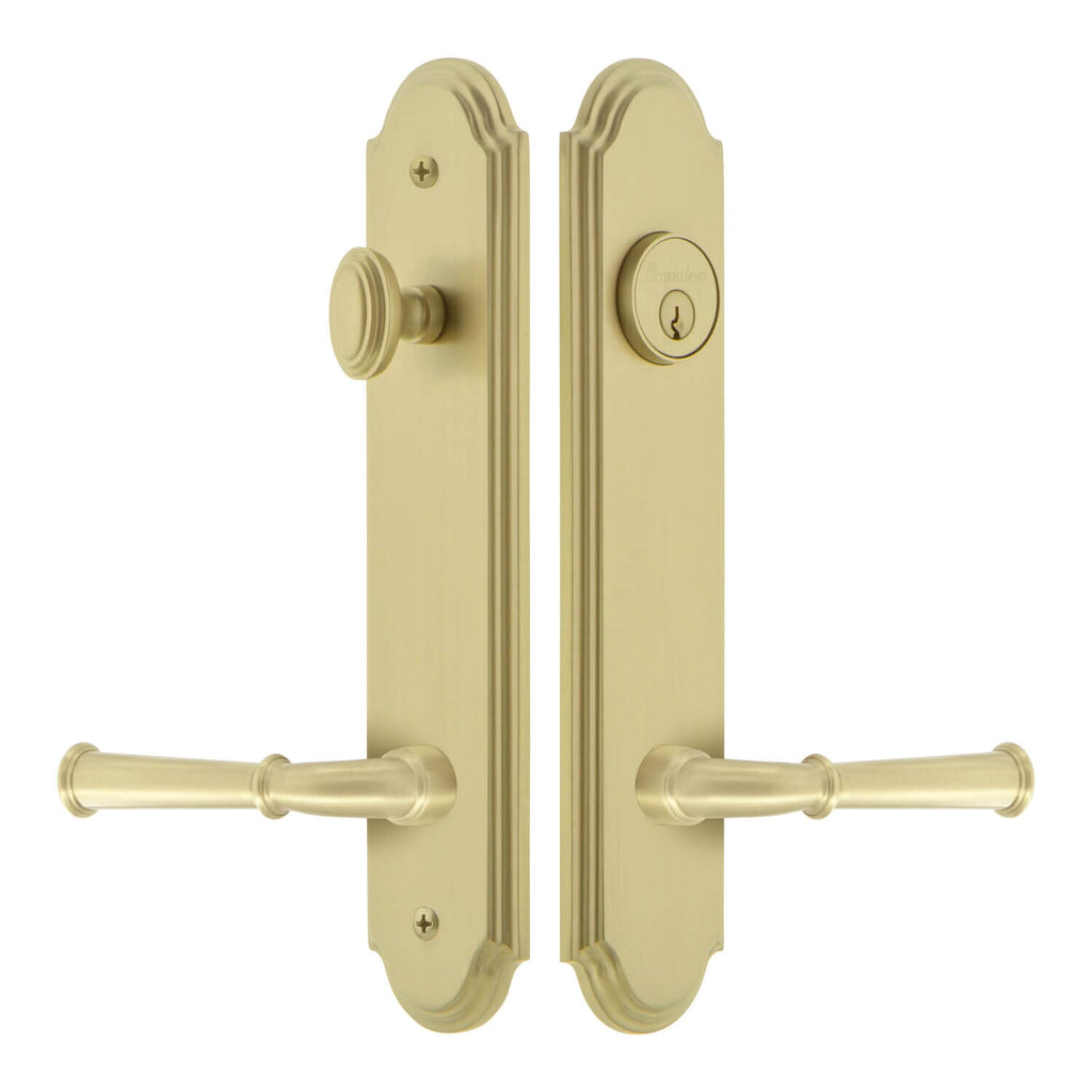 Arc Tall Plate Complete Entry Set with Georgetown Lever in Satin Brass