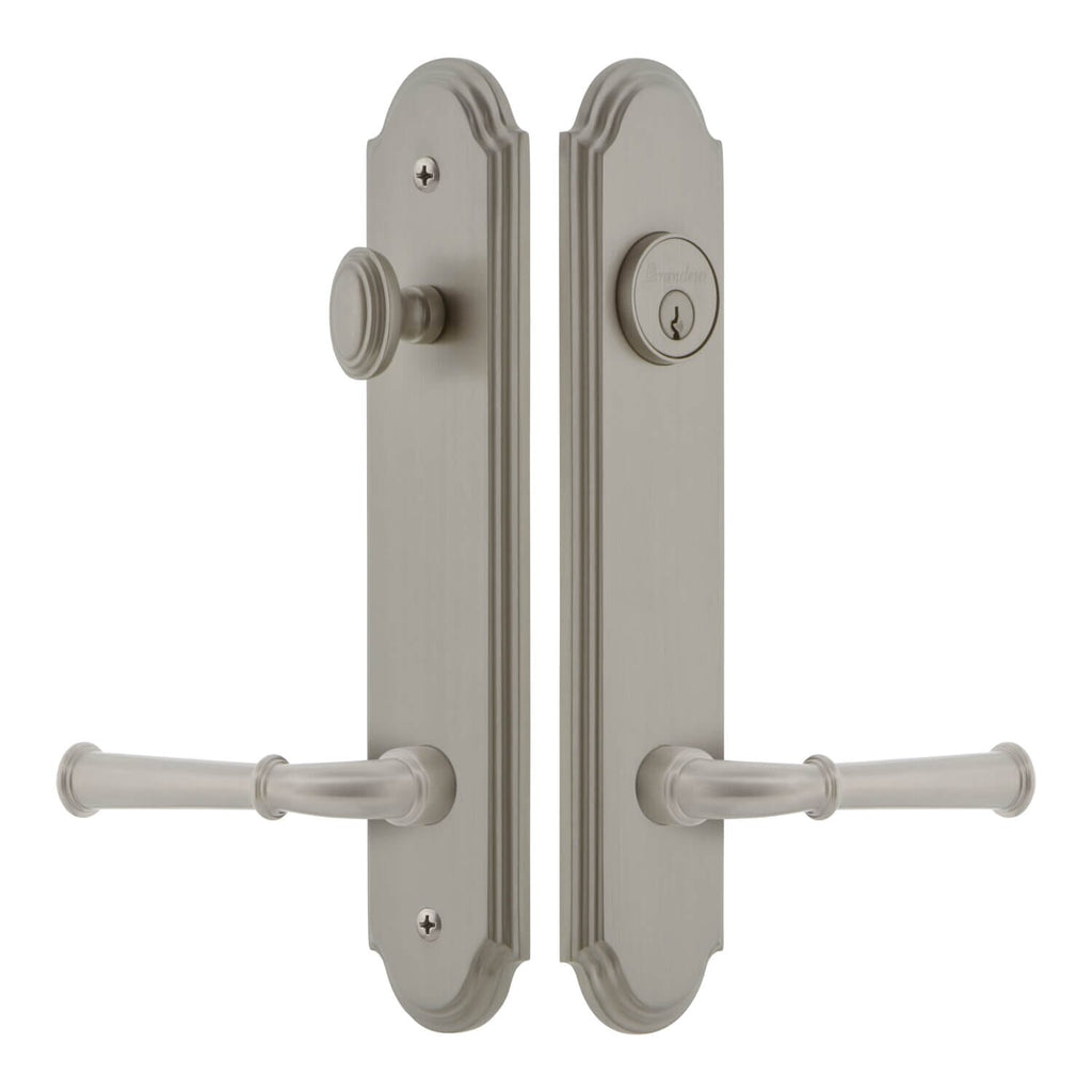 Arc Tall Plate Entry Set with Georgetown Lever in Satin Nickel